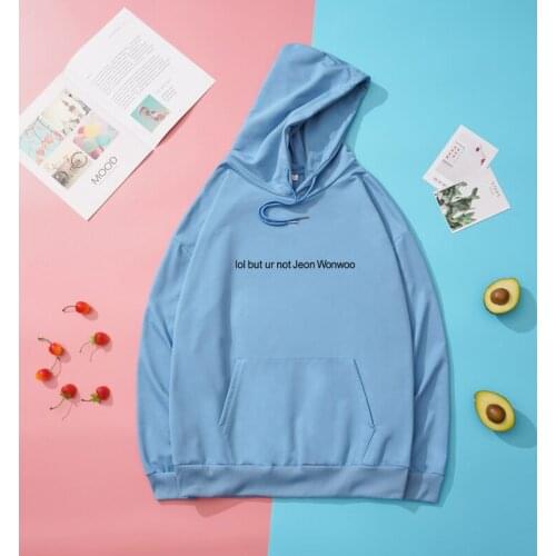 Lol but ur not Jeon Wonwoo Kpop Fashion Letter Print Hooded Pullover Female Harajuku Autumn Thin Clothes Loose Women Sweatshirts