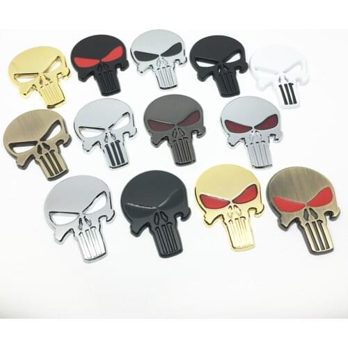 1 pcs Punisher Skull Logo Car Styling Metal Badge Emblem Tail Decal Motorcycle Car Accessories Automobile
