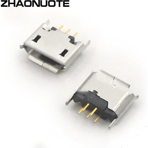 10pcs Inline Micro USB Master Socket Cell Phone Charging Interface B Type 5PIN Copper 180 Degree Fog Tin Copper