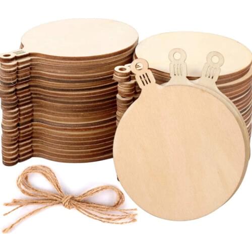 100Pcs DIY Wooden Christmas Balls Craft Decoration Hanging Tag Ornaments Wedding Party Supplies Craft Accessories