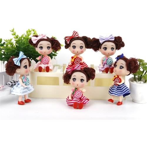 12CM Lollipop Brown Hair Ddung Dolls Candy Color Dress Confused Dolls Girl Toys Gift For Kids Random Color