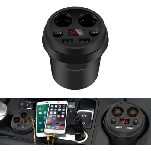 3.1A/80W Dual USB Car Charger Adapter With 2 Socket Splitter Cigarette Lighter