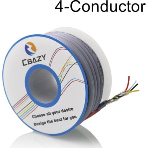 4cGrey-8M-UL 2547 28 AWG Multi-core control cable copper wire shielded audio cable headphone cable signal line