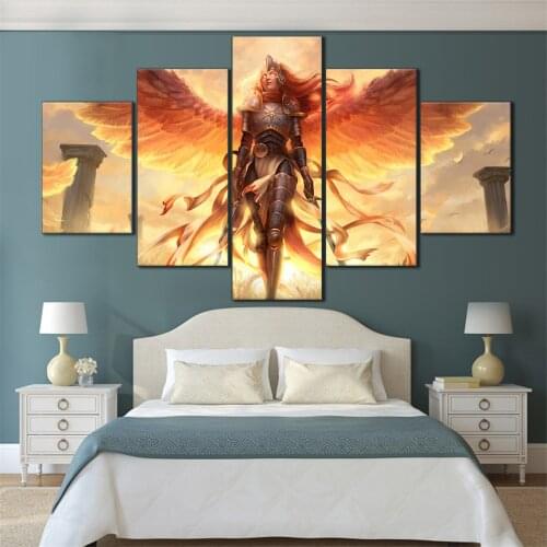 5 Pieces HD Canvas Painting Print Anime beautiful girl Picture For Modern Decorative Bedroom Living Room Home Wall Art Decor