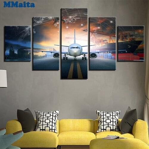 5pcs 5d Diy Diamond Painting Aircraft yacht diamond rhinestone full square drill,full round diamond embroidery home decor GG5343