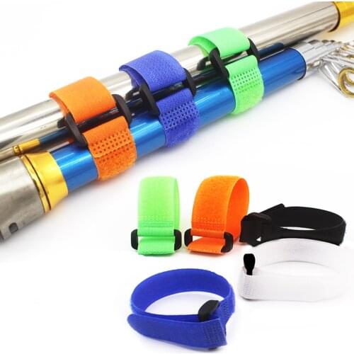 5 pcs Reusable Fishing Rod Tie Holder Strap Suspenders Fastener Hook Loop Cable Cord Ties Belt Fishing Tackle Box Accessories