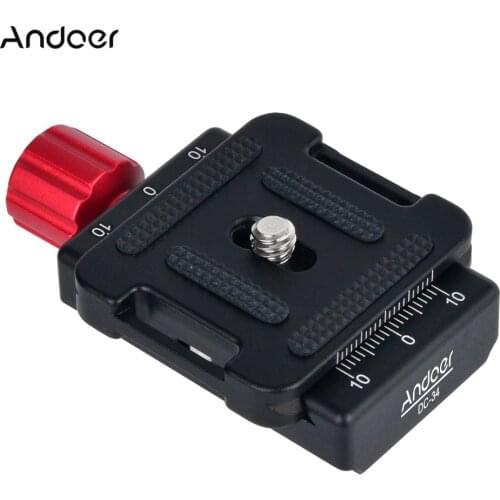 Andoer DC-34 Quick Release Plate Clamp Adapter with One Quick Release Plate 1/4" Screw for Arca-Swiss AS Standard QR Tripod Head