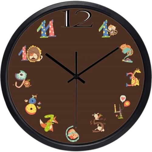 Cartoon Animal Figures Brief Wall Clock Fashion Silent Children Room Wall Decor Seat Home Decoration