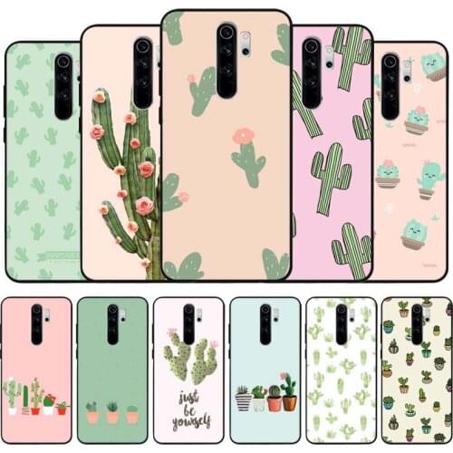 Cactus black Silicone Phone Case For Redmi note 9 8 7 Pro S 8T 7A Cover