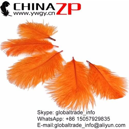 CHINAZP Co. Ltd Wholesale 8-10" 200pcs/lot Dyed Orange Ostrich Plumages Feather