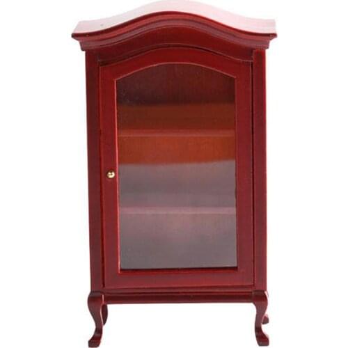 Display Cupboard Cabinet Shelf Showcase Doll House Decor Accessories 1:12 Dollhouse Miniature Wood Kids Furniture Toys