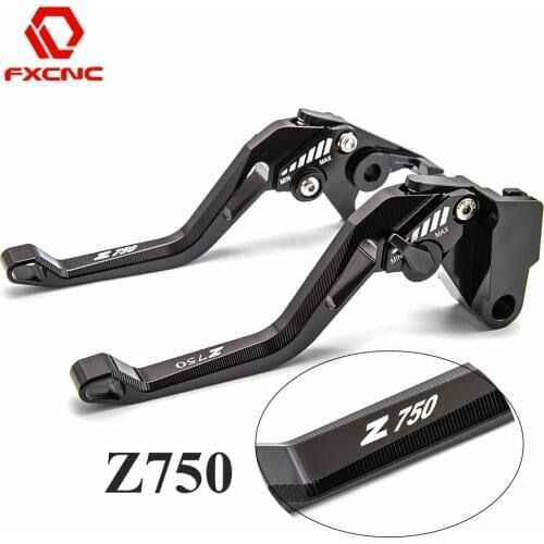For Kawasaki Z750 Z 750 2007-2012 2011 2010 Motorcycle Adjustable Brake Clutch Lever + Grips Aluminum Levers Handles Logo Z750