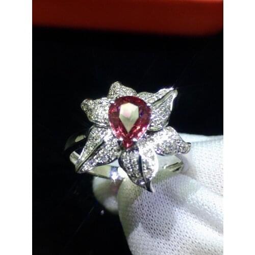 Fine Jewelry Real 18K White Gold 100% Natural Unheat Pink Sapphire Gemstones 0.95ct Sapphire Diamonds Female Wedding Rings TX