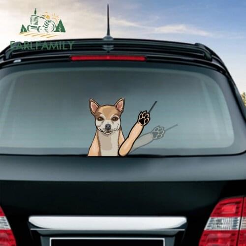 EARLFAMILY 20cm for Chihuahua Wiper Car Accessoires Stickers Caravan Funny Decal Car Refrigerators Vinyl Anime Occlusion Scratch