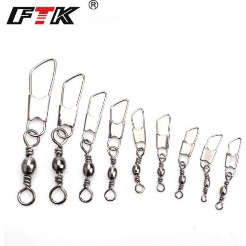 FTK 1 Pack 10PCS/Lot 4#-22# Fishing Swivel Barrel Swivels With Snap FishHook Lure Connector Terminal Fishing Tackle Shop