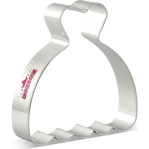 KENIAO Wedding Dress Cookie Cutter For Wedding Party - 10x 9.8 cm - Biscuit / Fondant / Sandwich Cutter - Stainless Steel