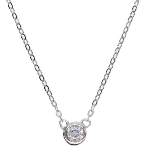 Classic simple 4mm bezel cz necklace 100% 925 silver metal gold silver color choker minimal jewelry