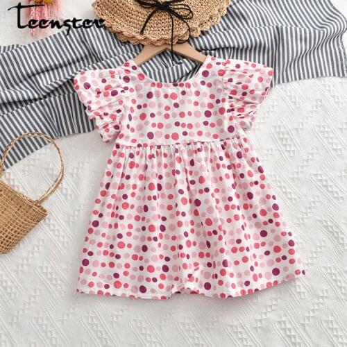 Teenster Dots Kids Clothes Backless Korean Cute Little Girls Costume Vestidos Summer Fahion Children Clothing Set Vestidos