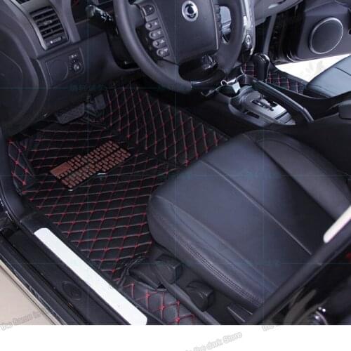 Leather car floor mats for Ssangyong Rexton W 2012 2013 2014 2015 2016 2017 interior accessories carpet cover foot matten rug
