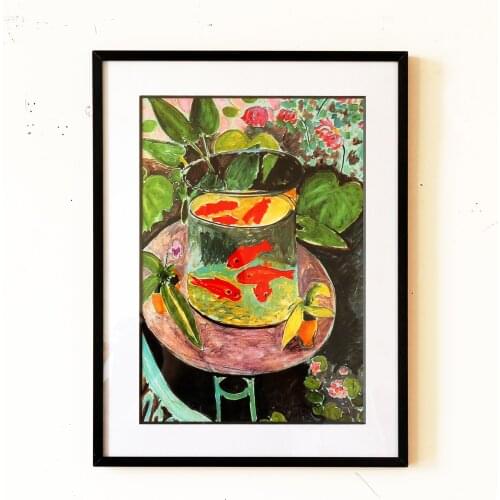 Matisse framed art the gold fish aluminum picture frame with matboard 30x40cm