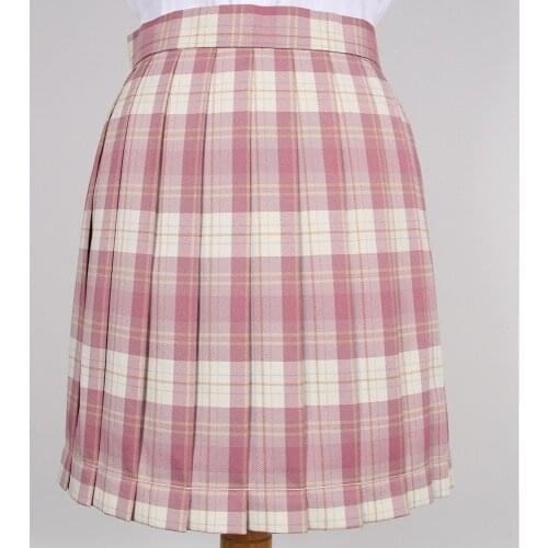 Sweet Womens Raspberry Red Plaid Skirt JK Japanese Girl School Uniform Short Pleated Skirt A-Line Necktie Bow Tie Preppy Style