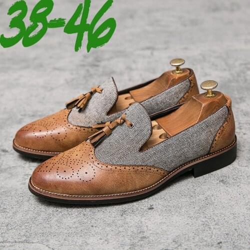 Men Brogues Big Size Fashion Wedding Party Men Dress Shoes Handmade Sewing Male Drivng Formal Shoes Lace Up Men Oxfords