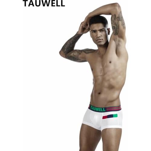 TAUWELL Mens Underwear Cotton Breathable Patchwork Fashion Sports Man U-type Bag Push Up Sexy Boxers