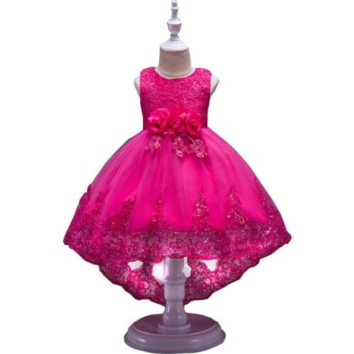 Baby Girls Clothes Vintage Lace Long Tailing dresses for wedding Bridesmaid Communion Formal Prom Evening For 4-14years