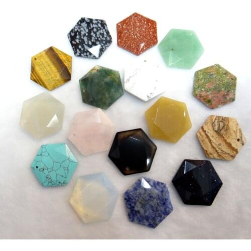 Natural Stone Pendant For Women and Men Cubic Hexagram Sweater Necklace Amulets And Talismans Jewelry making