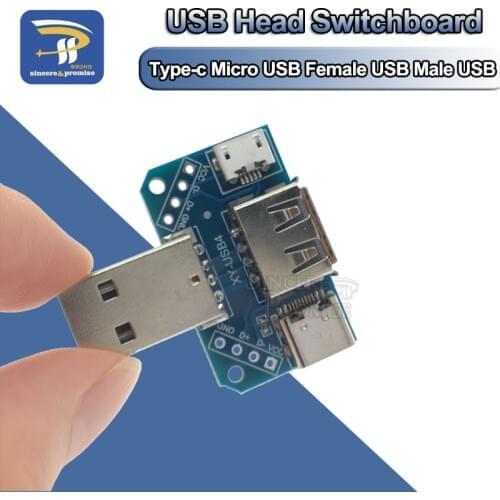 USB Head Switchboard Male Connector to Type-c Micro USB Female 2.54-4P transfer test board USB adapter plate XY-USB4