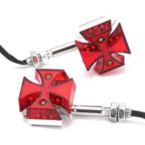 1 Pair Chrome LED RED TURN SIGNALs Bullet LIGHT for Harley Bobber Chopper Cruiser Custom Honda CRF CB VFR VF VTR CBR XR Bike Atv