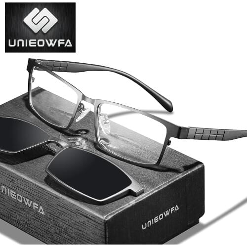 Progressive Prescription Glasses Men Bifocal Multifocal Eyeglasses Men Custom Optical Myopia Polarized Magnet Clip on Sunglasses