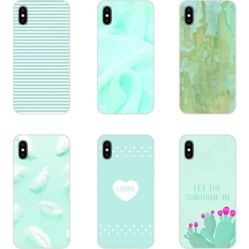 Transparent TPU Skin Case For Samsung A10 A30 A40 A50 A60 A70 M30 Galaxy Note 2 3 4 5 8 9 10 PLUS Simple little fresh mint green