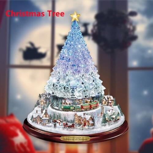 Christmas Tree Rotating Sculpture Train Decorations Paste Window Paste Stickers Decoratie Doll Hang Navidad Home Decoration