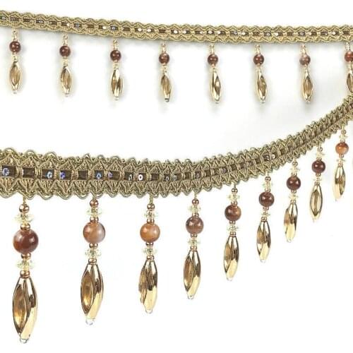 European style 12Yard/Lot Curtain decorative Long bead Tassel lace accessories DIY curtains drapery sewing home textile AU1253