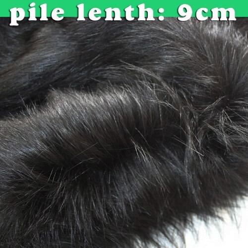 9cm Pile Black Top Quality Faux Fur Fabric Long Pile Fur Fabric Fur Coat Cosplay 60"wide Sold By The Yard Free Shipping