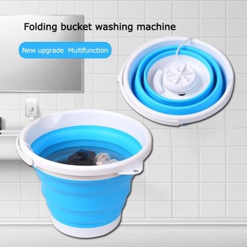 Folding Mini Washing Machine 10L Ultrasonic Cleaning Bucket Portable Turbo Laundry Washer USB Powered Laundry Machine For Travel