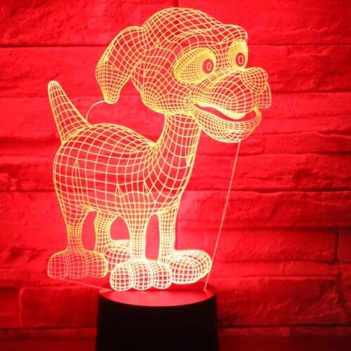 3D LED Night Lights Small Dog with 7 Colors Light for Home Decoration Lamp Amazing Visualization Optical Illusion Awesome