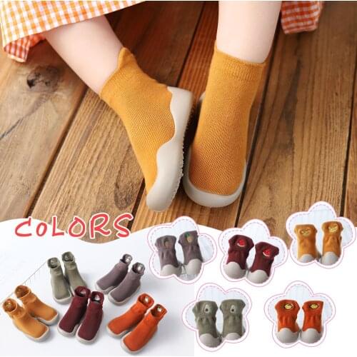 Baby Boy Girl Cartoon Warm Floor Socks Rubber Sole Shoes Anti-Slip First Walker Cute Cartoons Floor Infant Elastic Socks Baby