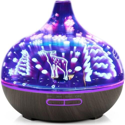 400ml Ultrasonic Humidifier with Remote Control 3D Fireworks Aromatherapy Essential Oil Air Diffuser Glass Diffusers