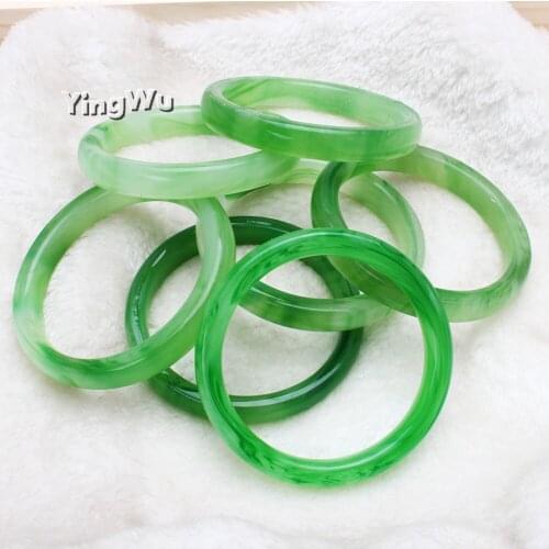 Yingwu 30pcs Lot Beautiful Jade Bangle Natural Green Agate Jade Lucky Bangle Cute Sweet Girls Gift Bangles Fine Jewelry 60mm