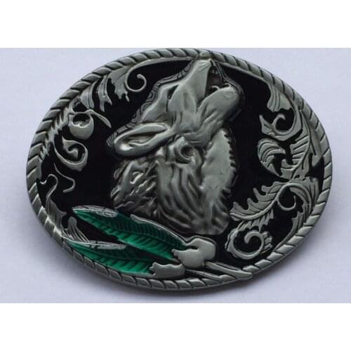 Western Wolf Belt Buckle