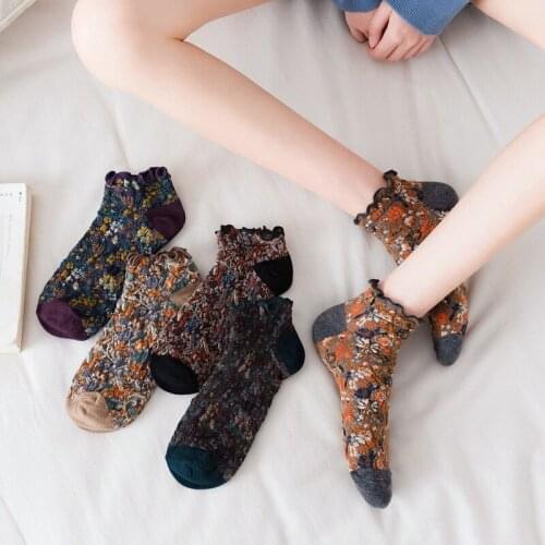 Women Fashion Socks New Harajuku Retro Cute Girl Loose Korea Flanging High School Student Comfortable Breathable Female Sock