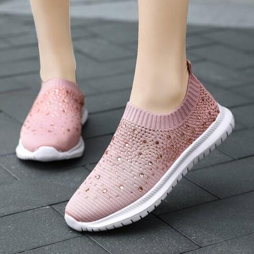 Women Tennis Shoes Breathable Mesh Flat Slip-On Female Sock Footwear Outdoor Light Women Sneakers Platforms Casual Running Shoes