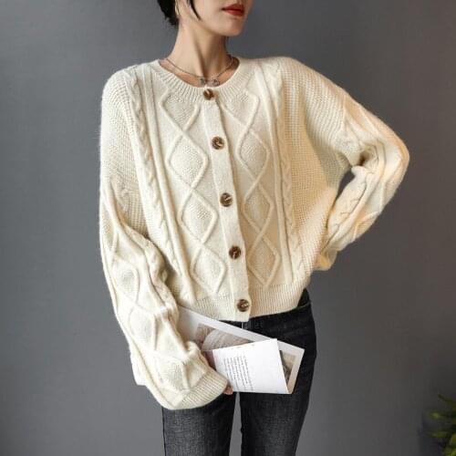 Women Fashion Sweater And Cardigans O Neck Single Breasted Hollow Twisted Loose Knitted Overcoat Mujer Cardigan Crop Top AA5566