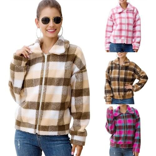 Short Plaid Woolen Coat Female 2019 Autumn And Winter Fashion New Lapel Long Sleeve Plaid Woolen Coat Tide H00271
