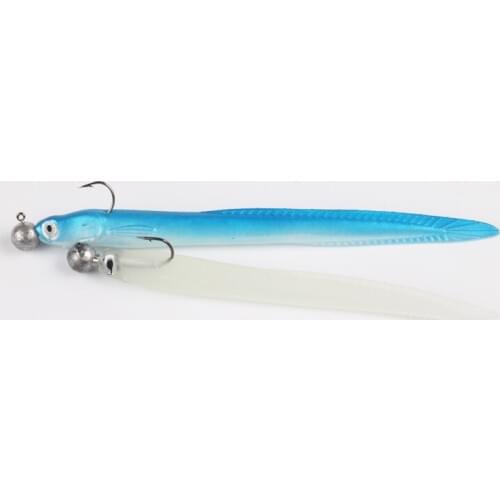 POETRYYI 1pc Jig Fishing Lure 14cm 6.3g Eel soft bait Jiging Lead Hook Fish Bait 2 Colour Twirl Tails Worm Baits