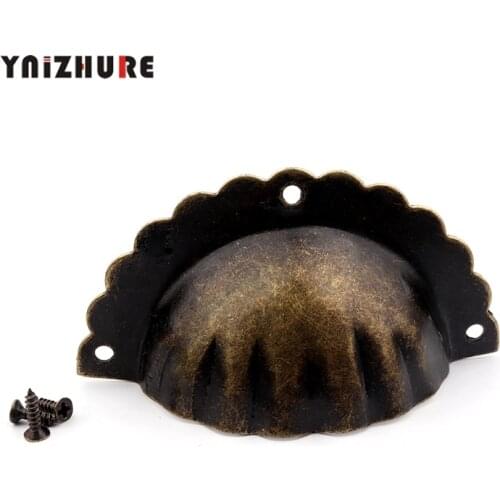 1PC Alloy Kitchen Drawer Cabinet Door Handle Furniture Knobs Chinese Flower Cupboard Antique Metal Shell Pull Handles