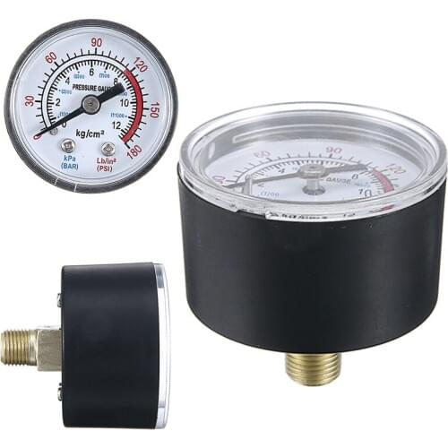 1Pcs Air Compressor Gauge Metal Plastic 0-180PSI 0-12Bar 1/8" Male Thread Air Compressor Hydraulic Fluid Pressure Gauge