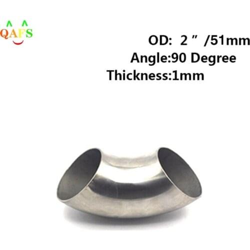 1pc 2.5/2Inch 51/63mm Stainless Steel 90 Degree Bend Elbow Exhaust Pipe